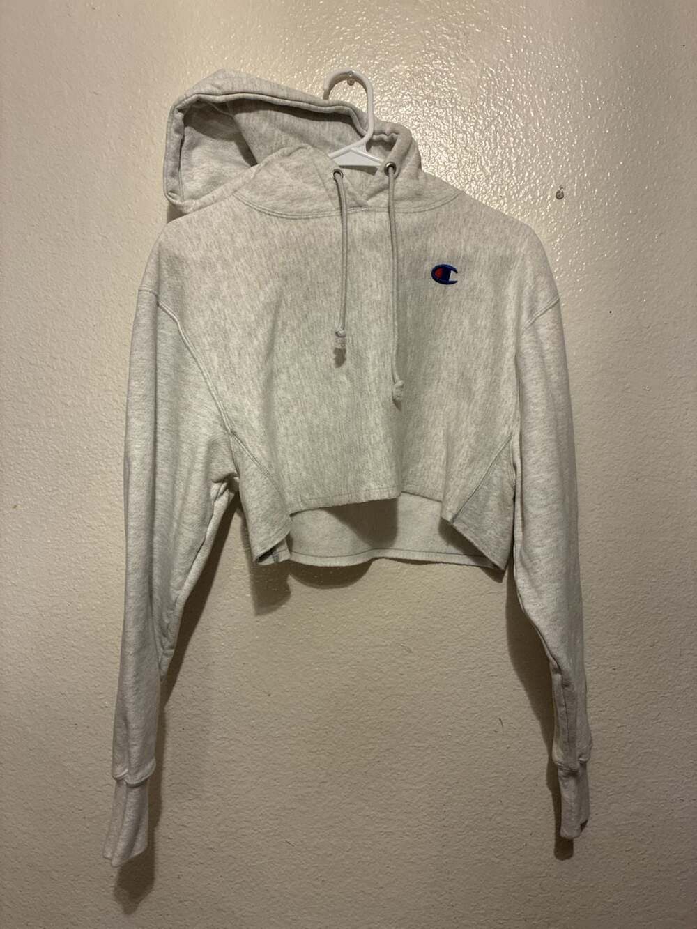 Champion Reverse Weave Cropped Raw Hem Hoodie